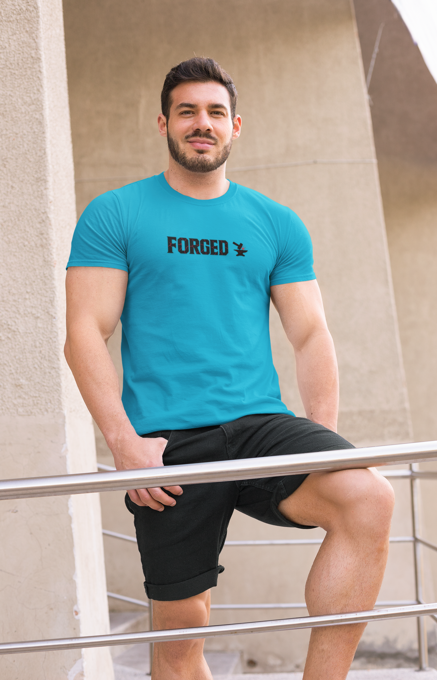 Forged Unisex Moisture Wicking Tee for Disciplined Gym Goers, Athletic Workout Shirt, Hammer Anvil Gym Brand, Hardworking Fitness T-Shirt,