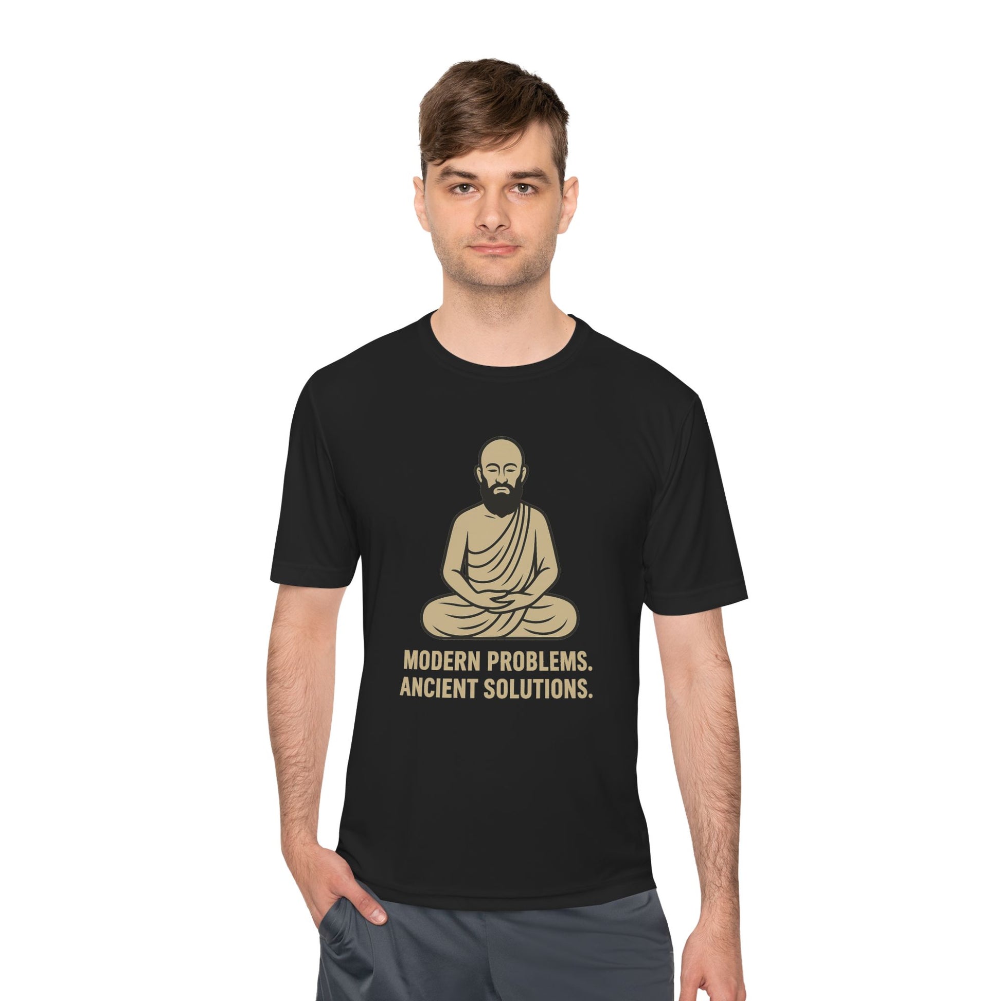 Monk Mode Unisex Tee, Modern Problems Ancient Solution Gym T-Shirt, Workout Shirt, Fitness Top, Moisture Wicking Athletic Tee