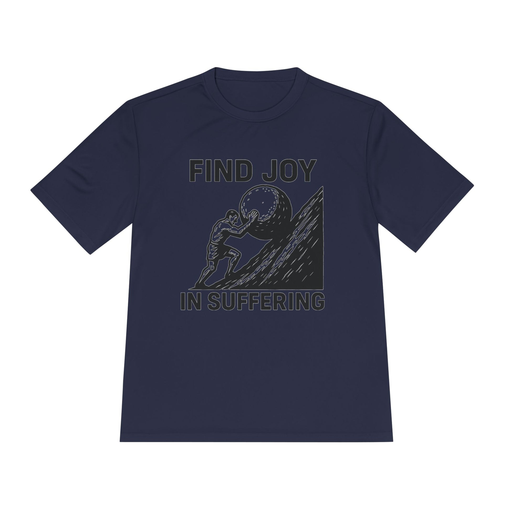 Men's Workout Tee, Find Joy in Suffering Athletic Shirt, Sisyphus Inspo Fitness Top, Gym Motivation Unisex Tee, Moisture Wicking Exercise