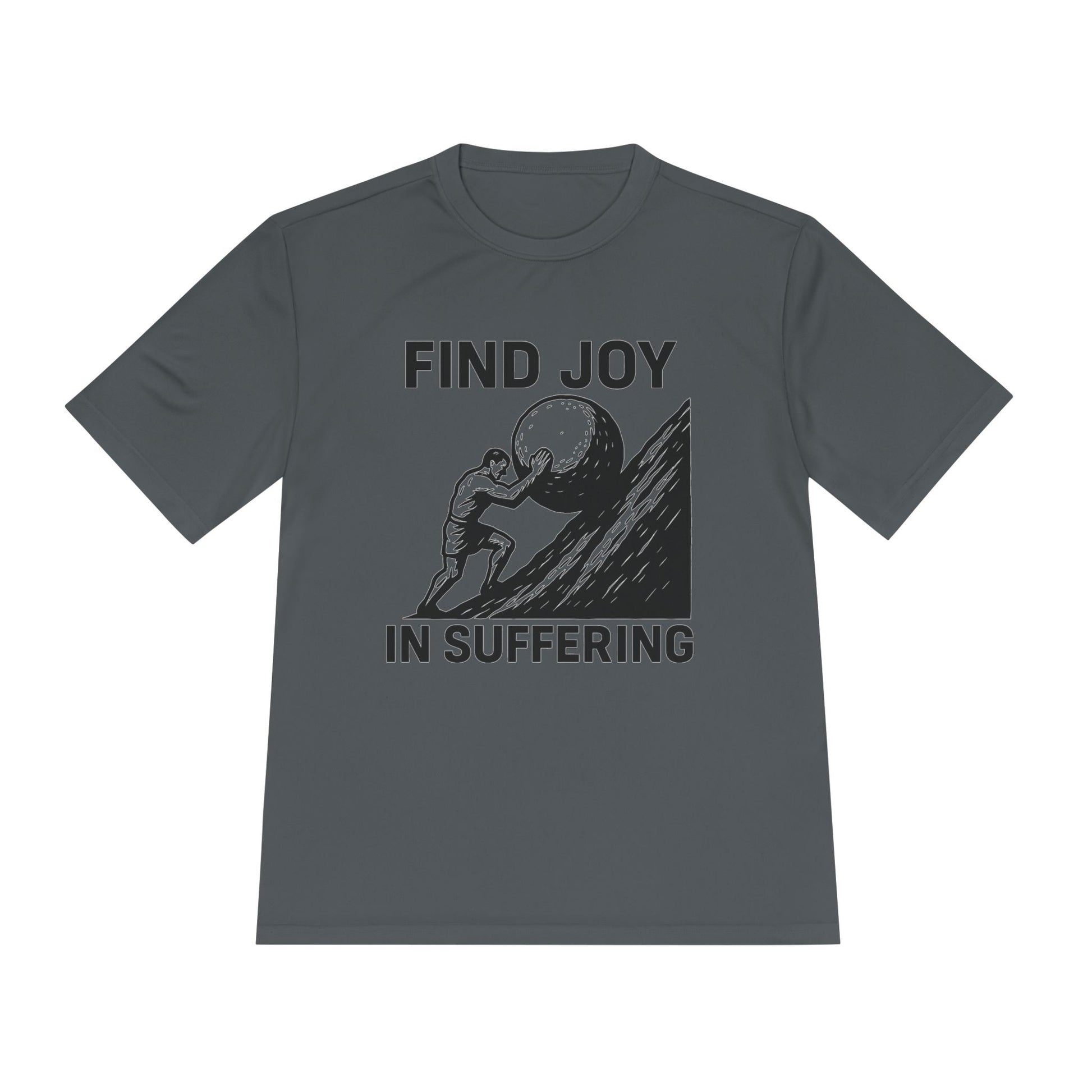 Men's Workout Tee, Find Joy in Suffering Athletic Shirt, Sisyphus Inspo Fitness Top, Gym Motivation Unisex Tee, Moisture Wicking Exercise