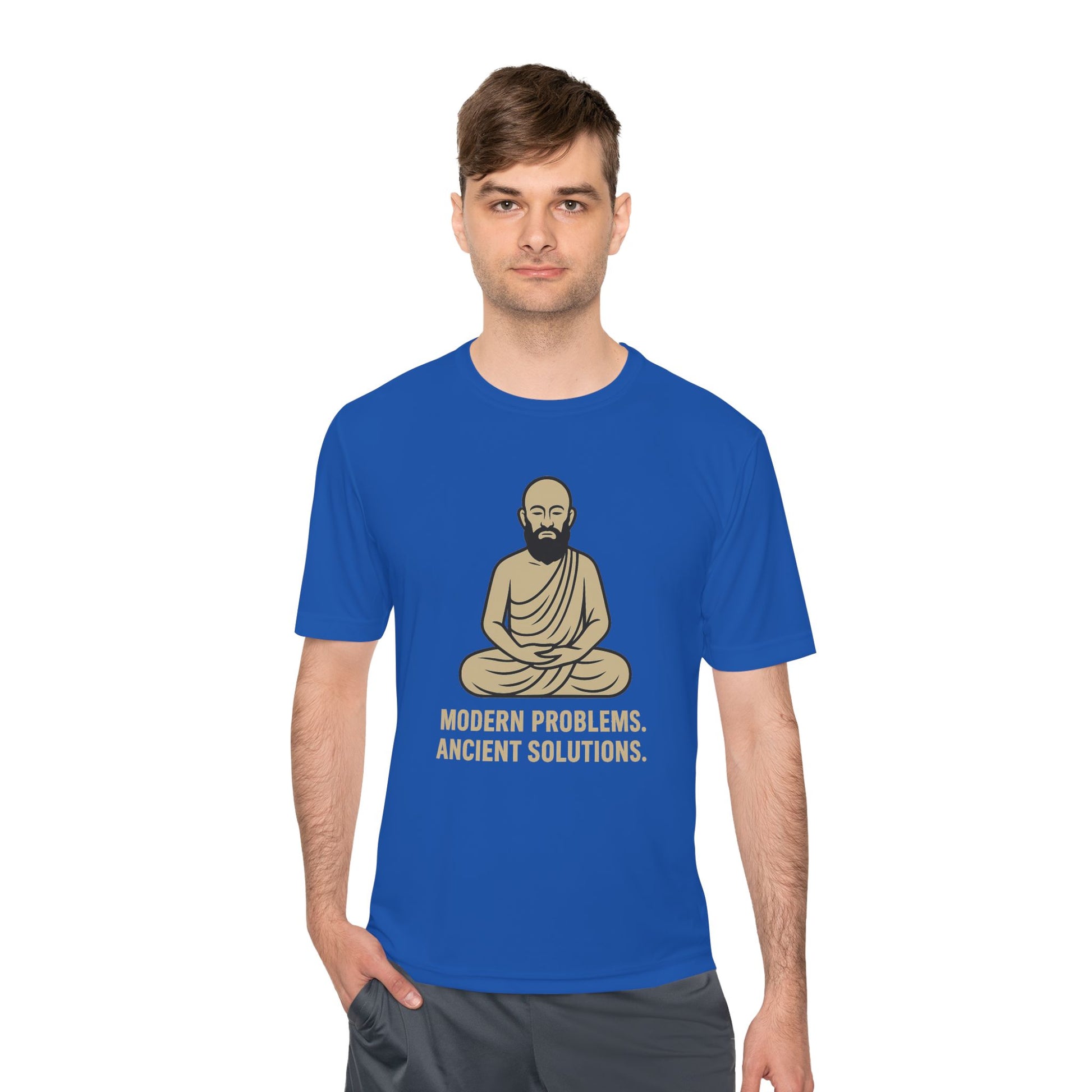 Monk Mode Unisex Tee, Modern Problems Ancient Solution Gym T-Shirt, Workout Shirt, Fitness Top, Moisture Wicking Athletic Tee