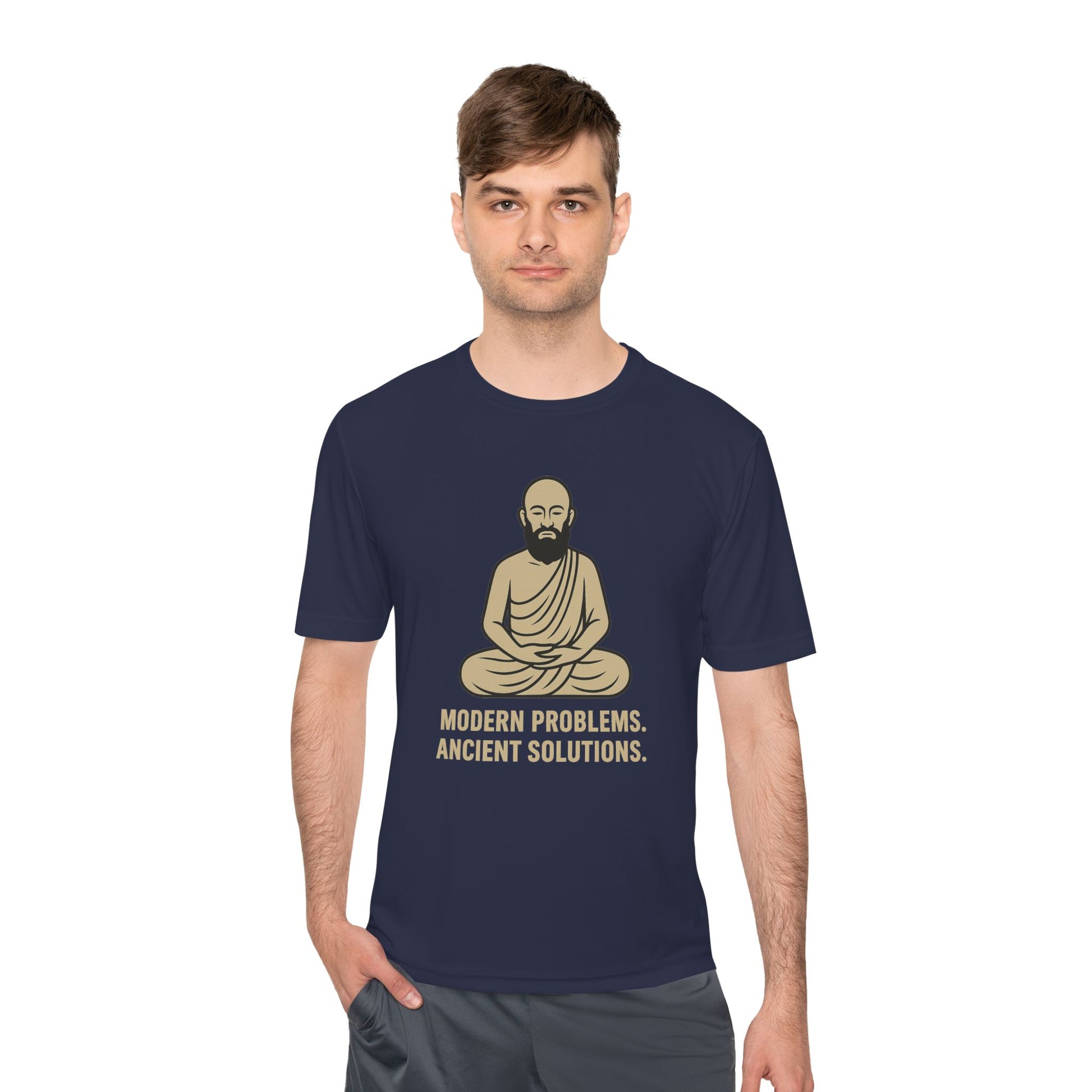 Monk Mode Unisex Tee, Modern Problems Ancient Solution Gym T-Shirt, Workout Shirt, Fitness Top, Moisture Wicking Athletic Tee