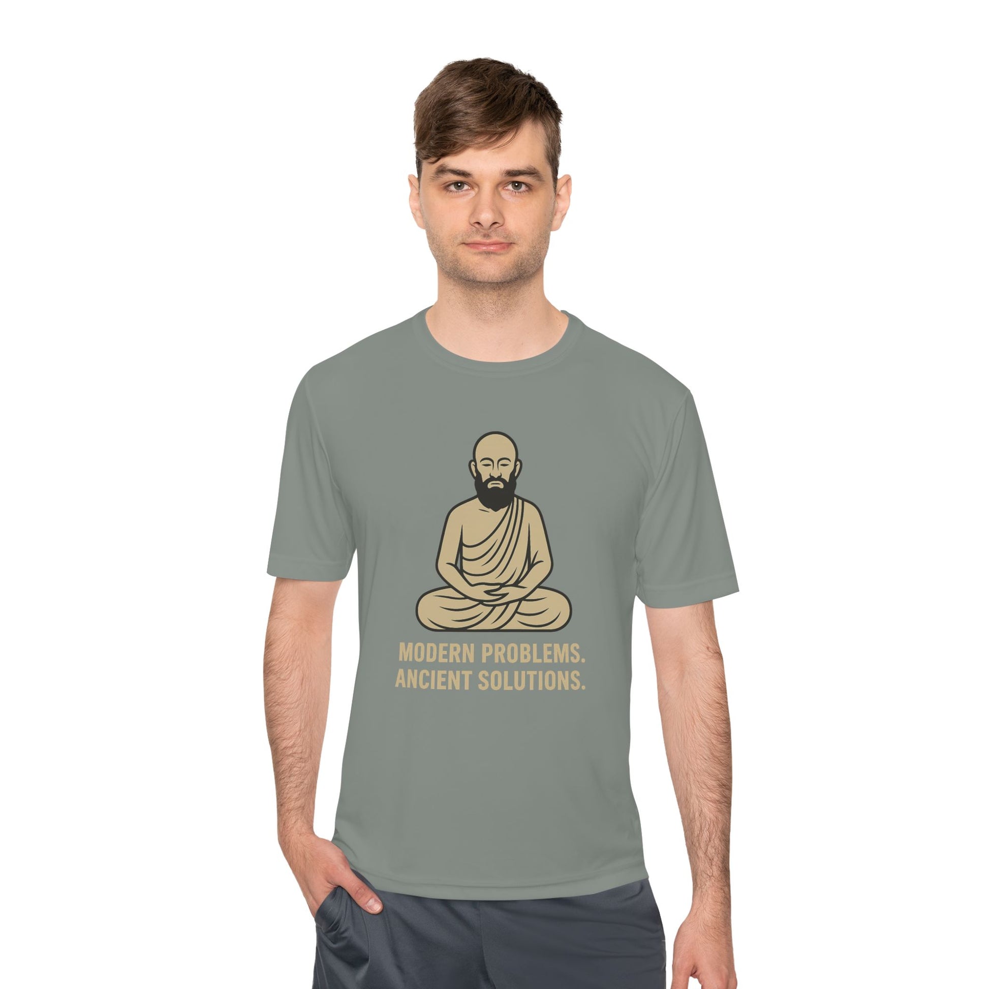 Monk Mode Unisex Tee, Modern Problems Ancient Solution Gym T-Shirt, Workout Shirt, Fitness Top, Moisture Wicking Athletic Tee