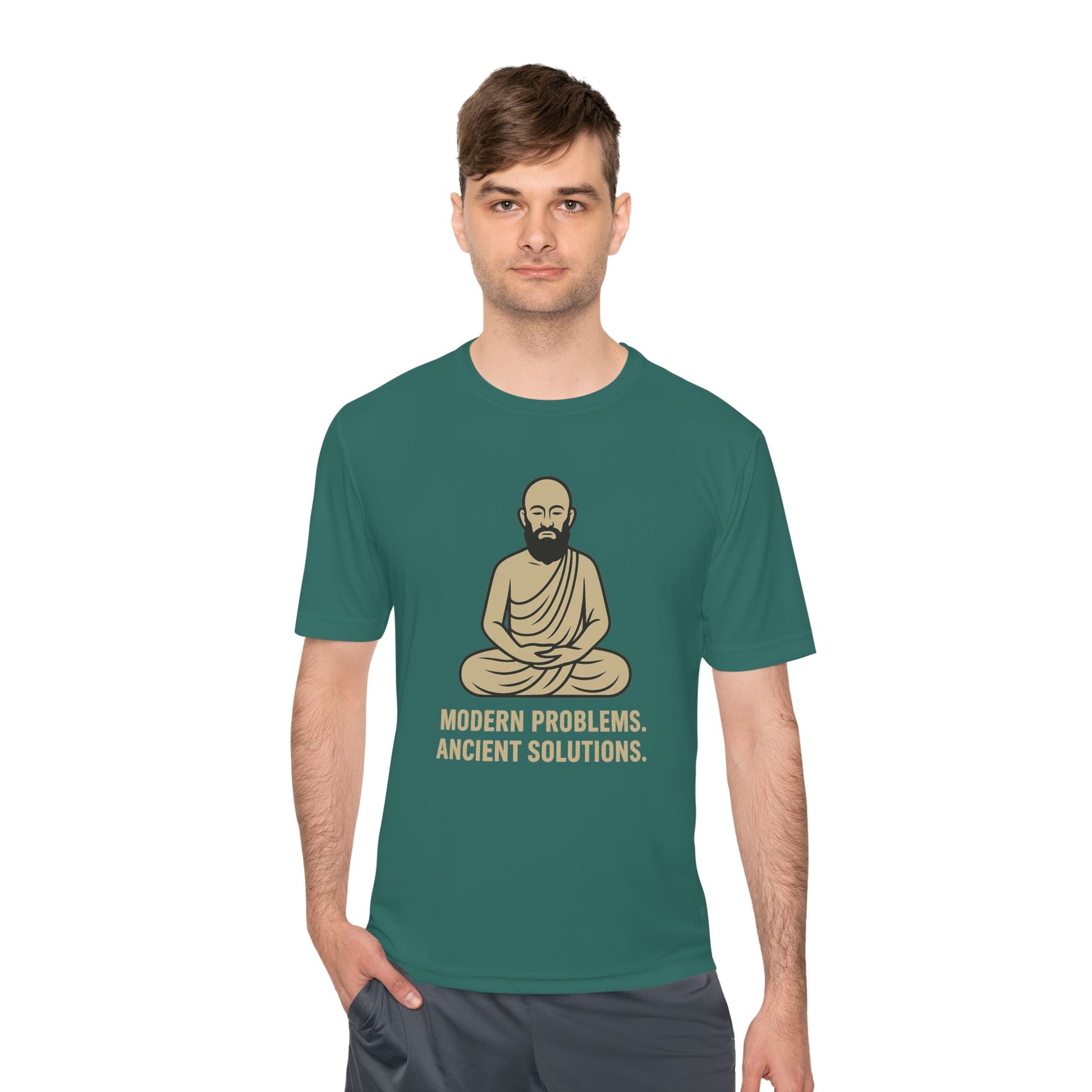 Monk Mode Unisex Tee, Modern Problems Ancient Solution Gym T-Shirt, Workout Shirt, Fitness Top, Moisture Wicking Athletic Tee