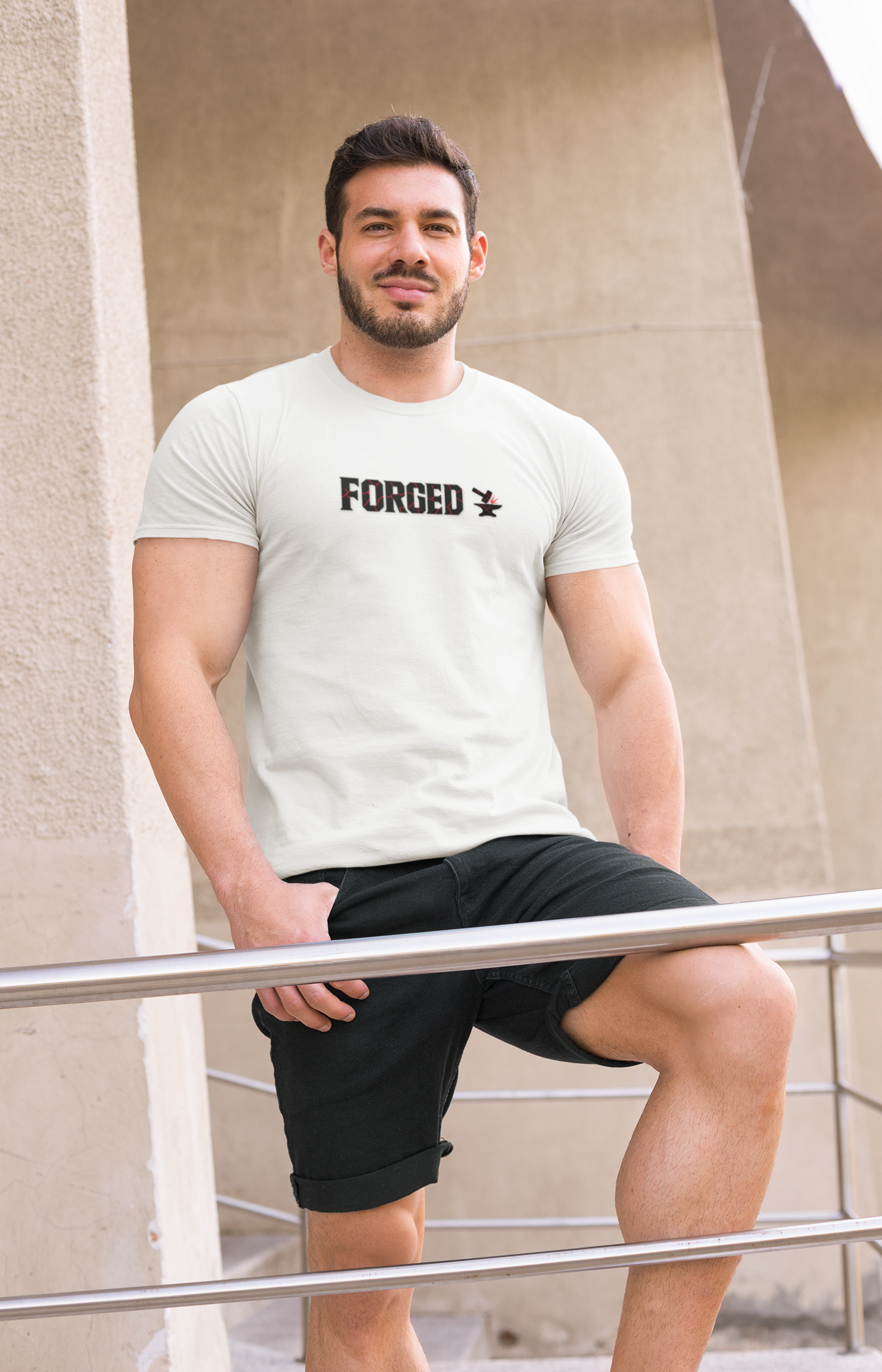 Forged Unisex Moisture Wicking Tee for Disciplined Gym Goers, Athletic Workout Shirt, Hammer Anvil Gym Brand, Hardworking Fitness T-Shirt,