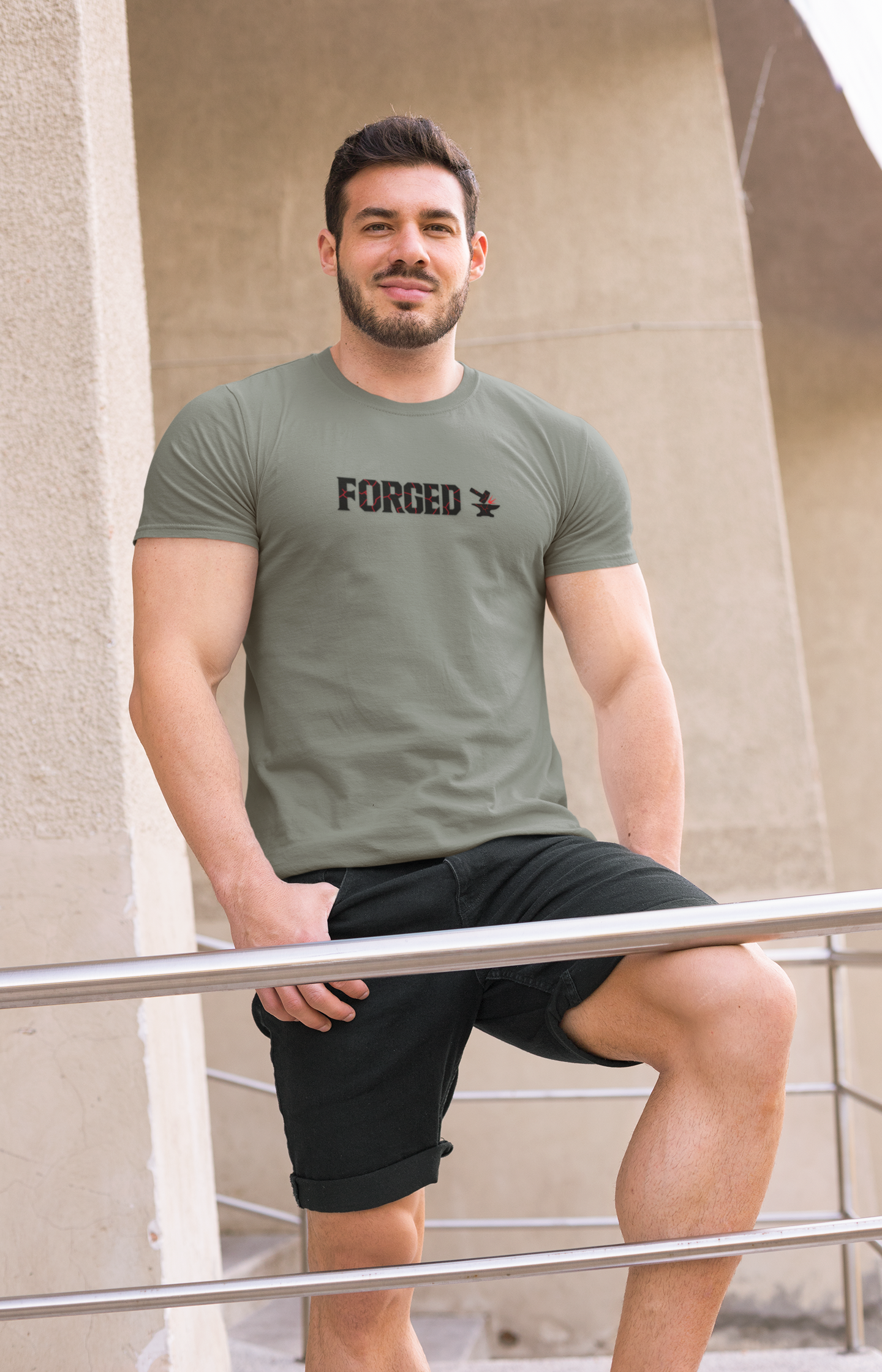 Forged Unisex Moisture Wicking Tee for Disciplined Gym Goers, Athletic Workout Shirt, Hammer Anvil Gym Brand, Hardworking Fitness T-Shirt,
