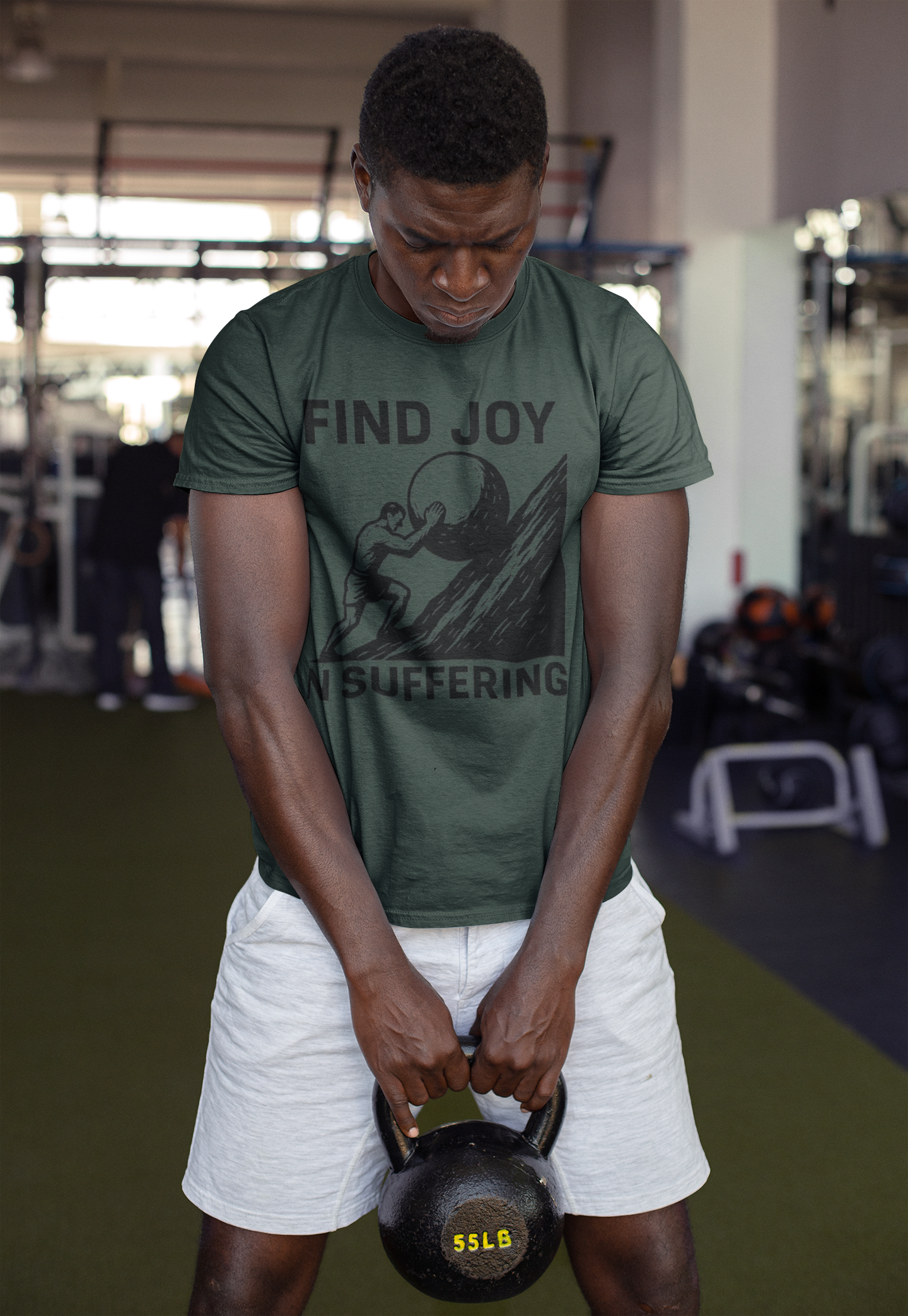 Men's Workout Tee, Find Joy in Suffering Athletic Shirt, Sisyphus Inspo Fitness Top, Gym Motivation Unisex Tee, Moisture Wicking Exercise