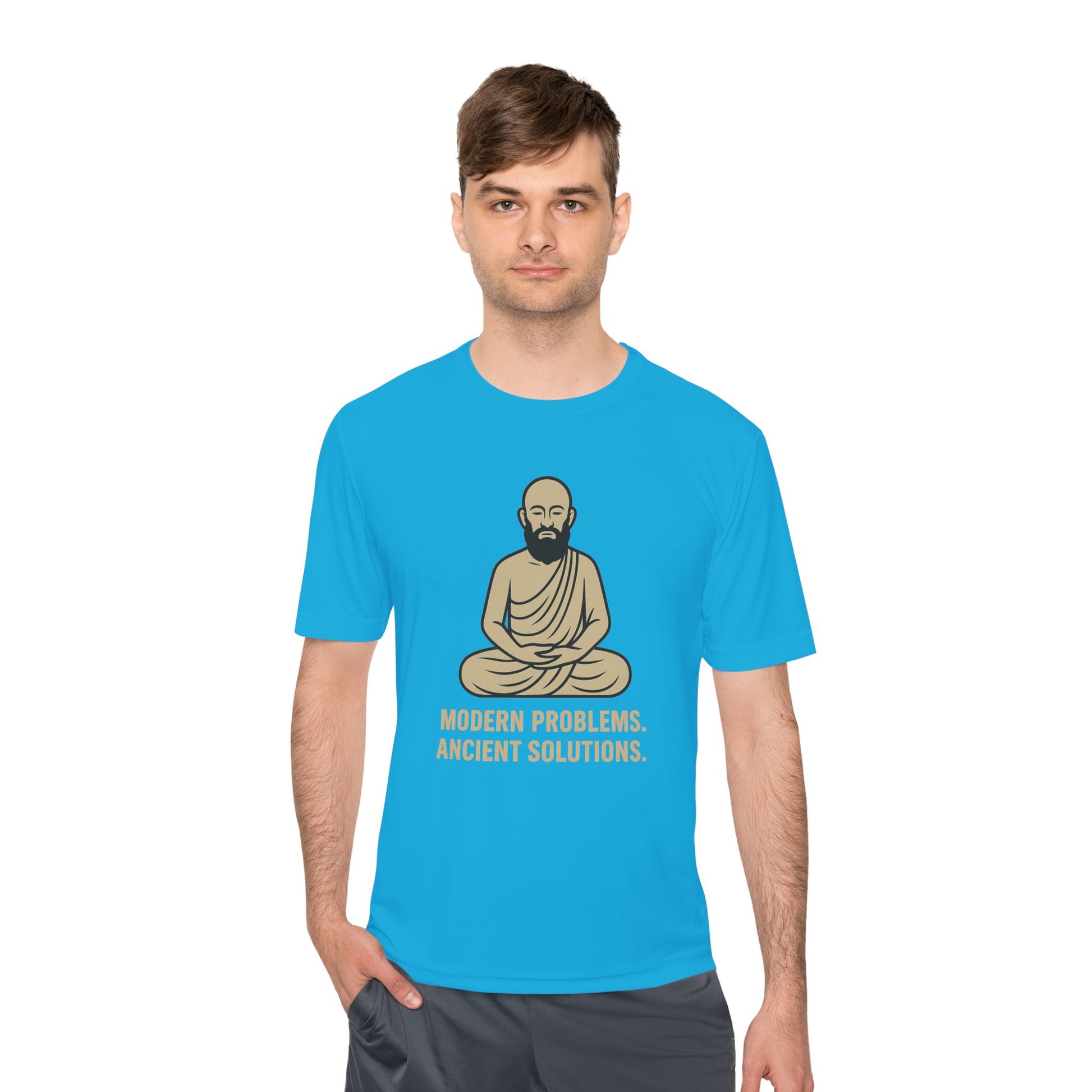Monk Mode Unisex Tee, Modern Problems Ancient Solution Gym T-Shirt, Workout Shirt, Fitness Top, Moisture Wicking Athletic Tee