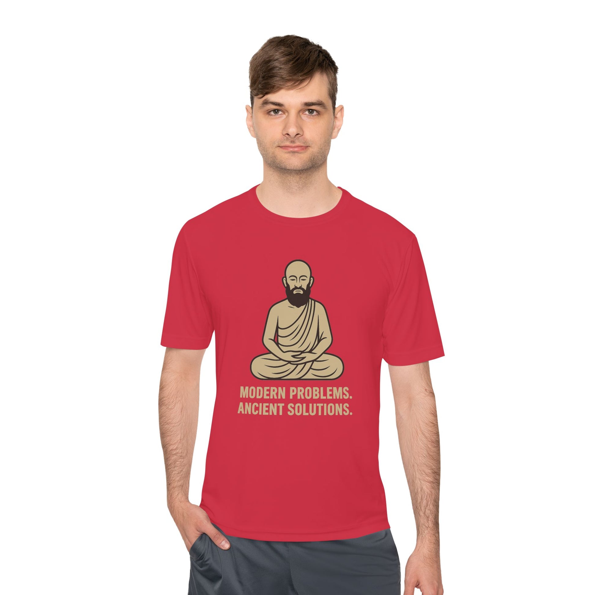 Monk Mode Unisex Tee, Modern Problems Ancient Solution Gym T-Shirt, Workout Shirt, Fitness Top, Moisture Wicking Athletic Tee